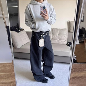 <strong>Men</strong> Boxy Cropped Fit Cleanfit <strong>Hoodie</strong> Solid Color Long Sleeve Basic Hooded Sweatshirt - Product Image 2