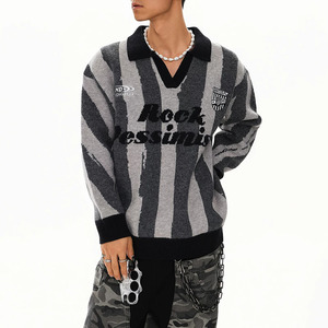 Suéter Masculino de Inverno Personalizado OEM, Solto, de Manga Longa, em Algodão Respirável, Antiencolhimento, Tricotado, com Gola Dobrável para Camisa Polo - Product Image 4