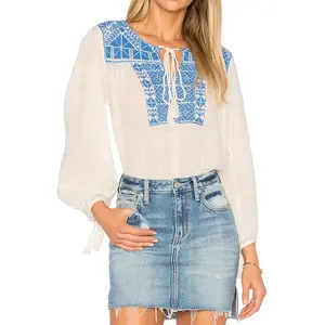 Bohemian Women Tassel Design Clothes Loose Hand Embroidery Blouses Long Sleeve Ladies Tops Spring Autumn Loose Shirt STb-043