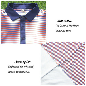 <span class=keywords><strong>Polo</strong></span> a Maniche Corte Oversize da Uomo, Traspirante e ad Asciugatura Rapida, con Stampa a Righe, per Golf - Product Image 3