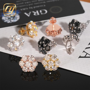 Boucles d'oreilles en forme de fleur en moissanite, argent 925 plaqué or rose, bijoux de luxe pour femmes, à porter au quotidien - Product Image 4
