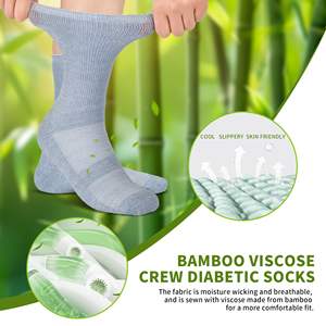 Bambu elyaf antibakteriyel diyabetik çorap Unisex ekip yumuşak bambu çorap eko diyabetik çorap - Product Image 2