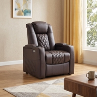 Canapé inclinable électrique moderne en cuir véritable pour home cinéma, deux places, avec mousse à mémoire de forme, extensible et multifonctionnel pour salon