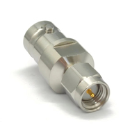 Adaptador Coaxial RF BNC-SMA-KJG de 50 Ohmios, 10MHz-18GHz, Conector RF de Acero Inoxidable con Aislamiento de PTFE
