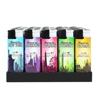 Briquets modernes en plastique en gros, flamme rouge, rechargeables, personnalisables, au gaz butane, coupe-vent, écologiques