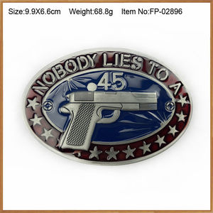 Gesper Sabuk Senjata Mewah Oval Berkualitas Ultra Tinggi dengan Bentuk Gambar Pistol Ukiran 3D - Product Image 2