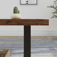 Table basse de bureau rustique industrielle LIWEI avec plateau en bois épais et pieds en métal pour salle de réception et espace lounge