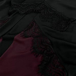 Nueva Llegada 2026, Abaya Abierta Estilo Dubái, Negra con Contraste Borgoña, Abaya con Parches de Encaje, Kimono Modesto para Mujer, Túnica Islámica 1509 # - Product Image 2