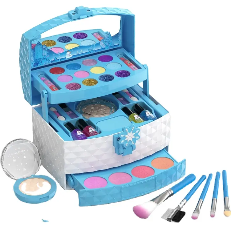 2022 Real Makeup Girl Toys Washable Kids Make Up Kit box Beauty Set Gift Eye Shadows Lipstick Liquid Foundation Nail Polish