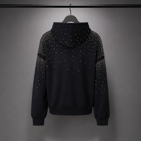 Sweat-shirt à capuche zippé noir avec strass, sweat-shirt de luxe orné de cristaux et de diamants, veste streetwear hip-hop pour hommes