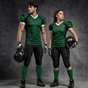 Maillot de football américain 2026 de haute qualité, vert et noir, imprimé par sublimation, en polyester respirant, unisexe, pour adulte, personnalisable avec votre marque - Product Image 1