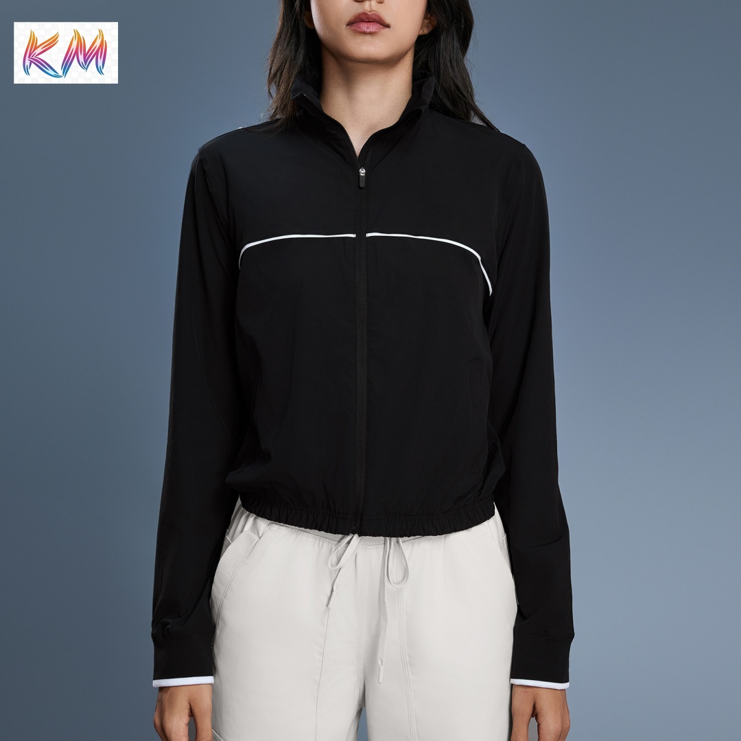 Unisex Outdoor Running Fitness Yoga Top Casual Windproof Breathable Sports Jacket Washed logo Lightweight Long-sleeved Full-zip
