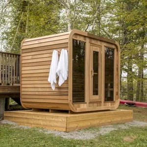 Traditionele Outdoor 5 Persoons Gecombineerde Tuin Sauna Vierkant Houten Sauna En Stoombad