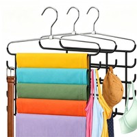 Cintres à pantalons en métal robustes à 5 niveaux, cintres à jeans en métal pour économiser de l'espace, organisateurs de placard