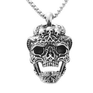 Yunnique – collier avec pendentif tête de mort en acier inoxydable pour hommes, Design géométrique rétro, 190138 - Product Image 4