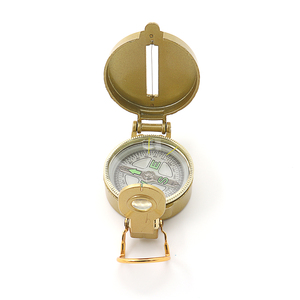 Mini boussole ronde dorée, boussole de poche pour Camping en plein air randonnée avec couvercle boussole magnétique de Style militaire - Product Image 3