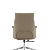 Chaise de bureau exécutive pivotante en cuir de vachette véritable, dossier mi-haut, style minimaliste et luxueux, avec accoudoirs intégrés et dossier plissé