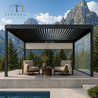 Pergola bioclimatique en alliage d'aluminium imperméable avec structure thermolaquée, certifiée CE et de taille 3x4m pour l'extérieur et le jardin