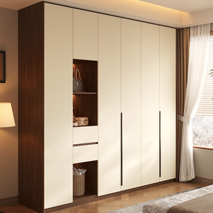 XHA Solid Wood Wardrobe Sliding Doors 5 <b>Drawers</b> 8 Shelves Eco-Friendly Modern Design Oak Finish Bedroom Furniture - Product Image 4