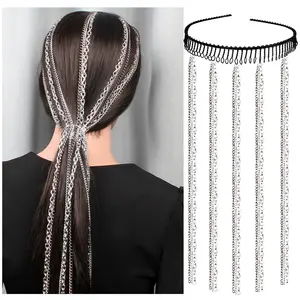 Fascia per capelli con strass per capelli donna lunga nappa fascia in cristallo accessori per capelli accessori da sposa gioielli per capelli