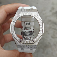 Boîtier et bracelet de remplacement Xinying Premium en acier inoxydable 316L multicolore 44 mm avec incrustation de pierres étoilées pour G-Shock GA2100 Moissanite