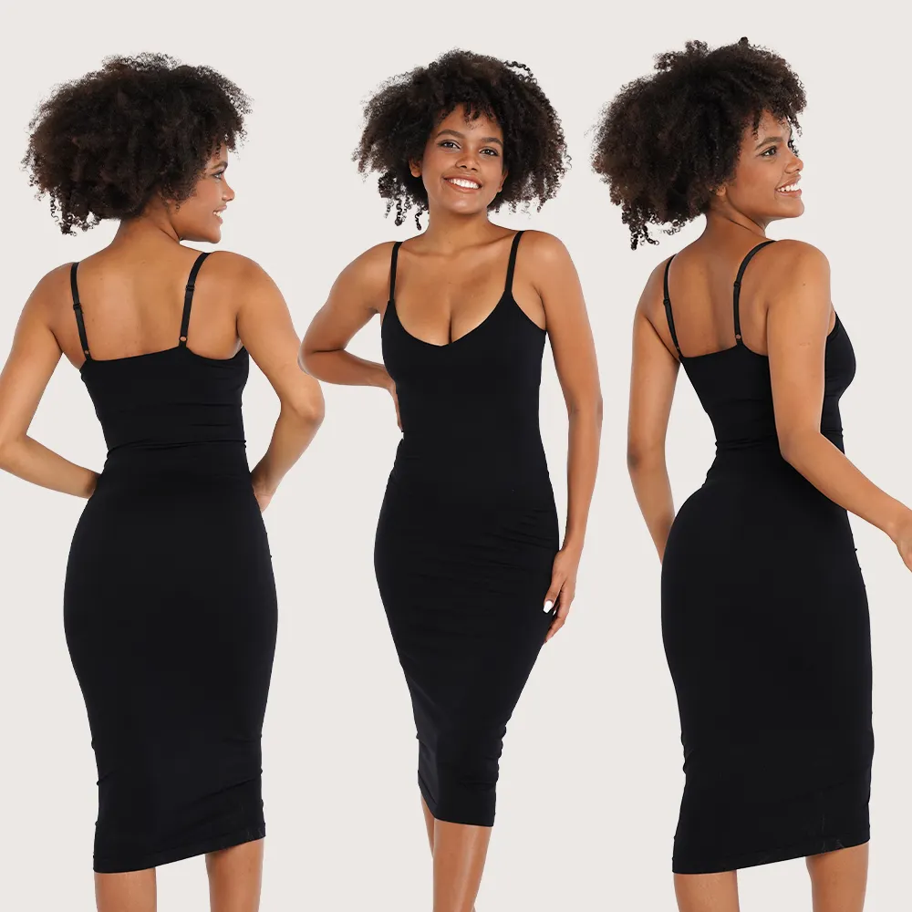 S-SHAPER Seamless Backless Comprimido Tummy Control Hourglass Maxi Corpo Construído Em Shapewear Vestido Bodycon Shaper Para As Mulheres