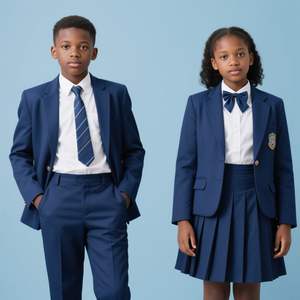 子供の秋の学校のための短いスカート付きの小学校 & 二次ロングパンツ & シャツカスタム英国スタイルの制服セット - Product Image 5