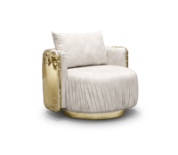 Fauteuil rond moderne de luxe, meubles de salon, fauteuil d'appoint haut de gamme, design haut de gamme, rembourré, avec base en laiton pour la maison, la villa