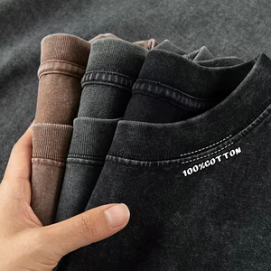 T-shirt Homme Personnalisé avec Logo, Style Vintage Délavé à l'Acide, Coton Lourd Effet Vieilli, T-shirt Oversize Vierge 100% Coton pour Homme - Product Image 1