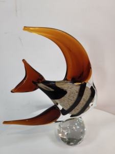 Tượng cá thủy tinh Murano thổi thủ công có đế để trang trí nội thất - Product Image 3