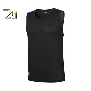 Camiseta Deportiva de Color Sólido para Hombre, de Gran Peso, con Cuello en V, Elástica en 4 Direcciones, Absorbe la Humedad, 95% Poliéster, 5% Elastano, 160g, Venta al por Mayor - Product Image 6