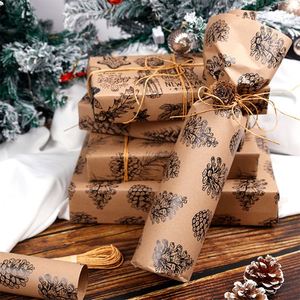 Papel de regalo Kraft de Navidad 43*1000 cm Impresión de doble cara Embalaje de papel de regalo - Product Image 4