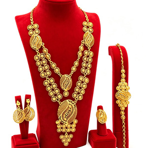 Conjunto de joias de noiva TIANSHE Arábia Saudita: Colar longo, pulseira, brincos e anel (4 peças) - Pronta Entrega - Product Image 1