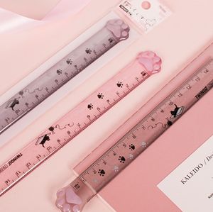 Regla de garra de gato, 15cm, plástico transparente, escuela primaria, linda chica, dibujo de corazón, Regla de medición, papelería de dibujos animados Coreanos - Product Image 5