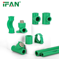IFAN DIN 8078 prix commercial raccords en plastique haute pression 20-125MM raccords PPR couleur verte alimentation en eau raccords PPR