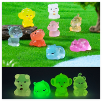 Mini Figurines lumineux 3D chien singe ours vache hippopotame Miniature brillant dessin animé résine artisanat poupée jouet jardinage aménagement paysager décor
