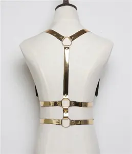 Gold Silver Fashion Punk Ladies Suspender Patent PU Leather Women Sexy Waist Corset Belt