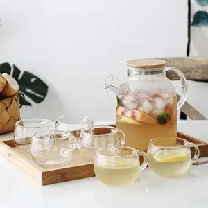 Handmade borosilicate heat resistant drinking glass water pitcher jug