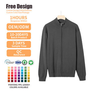 <b>Plus</b> <b>Size</b> Men's Sweaters Zip Up Custom 100% Cotton <b>Long</b> Sleeve Winter Autumn Men's <b>Cardigan</b> Sweaters - Product Image 2