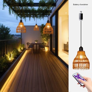 Superventas Pantalla de bambú Montado en el techo Medio Hecho a mano Estilo bohemio Araña de ratán Lámparas colgantes de madera Colgantes - Product Image 1