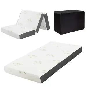 4in Folding Mattress Tri-fold Memory Foam Mattress Nệm Có Thể Gập Lại Với Thiết Kế Thoáng Khí & Di Động Được Sử Dụng Cho Du Lịch