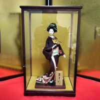 Petite poupée japonaise Geisha Antique, pouces, petite poupée japonaise en verre acrylique clair et en bois, présentoir