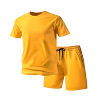 Ensemble de sport transfrontalier pour homme : T-shirt à manches courtes et short 2 pièces, décontracté, séchage rapide, pour la course, motif léopard, idéal été