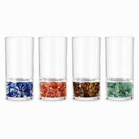 Verre à whisky droit en verre borosilicate avec pierres de guérison en pierres précieuses naturelles pour boissons froides, idéal pour la maison, le bar, les jus glacés et le thé