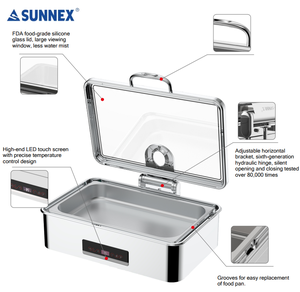 SUNNEX Best Sale Electric Chafing Dish 1/1 Size Waterless Chafer Dry Heat Chafing Dish <b>Buffet</b> Set No Water Patented <b>Food</b> <b>Warmer</b> - Product Image 6