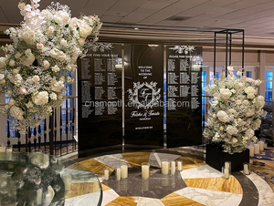 <span class=keywords><strong>Couleur</strong></span> noire lisse nom moderne toile de fond en PVC grand tableau de sièges de fête de mariage toile de fond en PVC pour banquet signe de bienvenue - Product Image 6