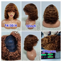Promotion Letsfly 32$ Perruques Bob Bangs sans lacet, ondulées, 12 pouces, cheveux vierges bruts, vente en gros, perruques de cheveux humains naturellement bouclés 200%