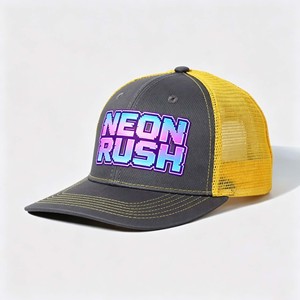 Casquette de camionneur respirante à 6 panneaux avec visière incurvée, logo personnalisable et design créatif - Product Image 1