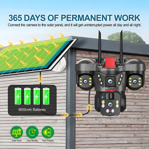 كاميرا مراقبة PTZ V380 ثلاثية العدسات للاستخدام الخارجي بزاوية 360 درجة لاسلكية واي فاي مع تتبع تلقائي 9 ميجابكسل وبطاقة SIM 4G وكاميرا أمان تعمل بالطاقة الشمسية مع رؤية ليلية CMOS - Product Image 3