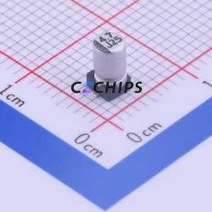 ตัวเก็บประจุแบบอิเล็กโทรไลต์อะลูมิเนียม SMD รุ่น VE-4R7M1ETR-0305, ขนาด D3xL5.3 มม. ความจุ 4.7uF 20% 25V ขา 3 มม. - Product Image 1